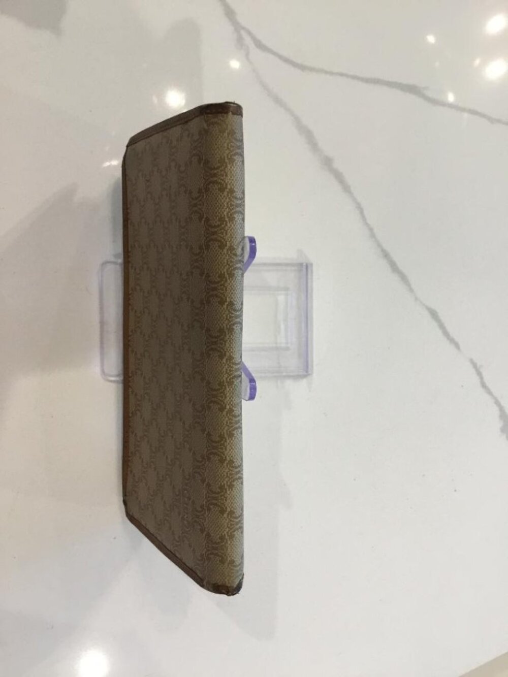 Vintage Celine BiFold Long Wallet in Tan & Beige with Macadam Clasp & Kiss lock - Picture 7 of 12